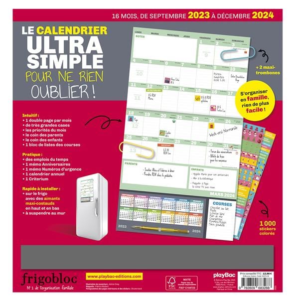 Calendrier Frigobloc 2024