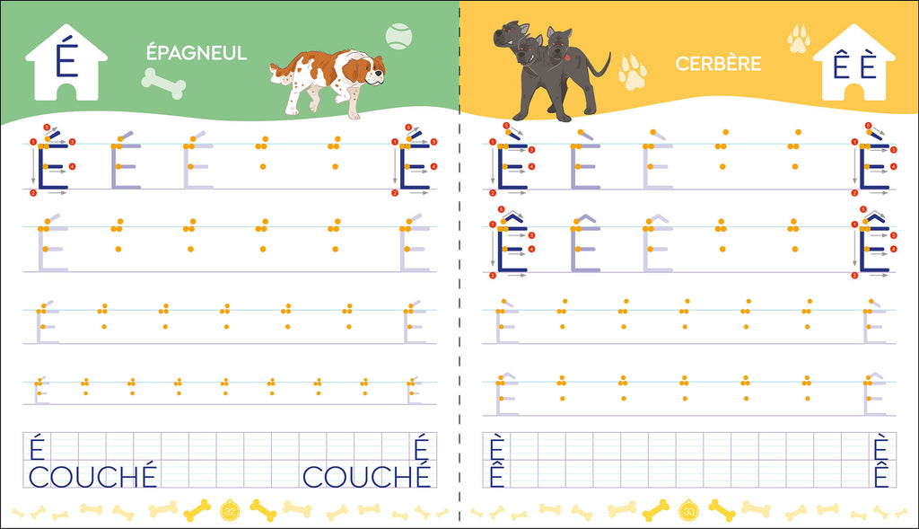 Mon cahier d'écriture Lettres bâtons - Les chiens