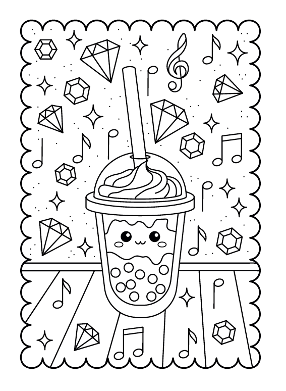 Petits coloriages avec 6 crayons - Kawaï