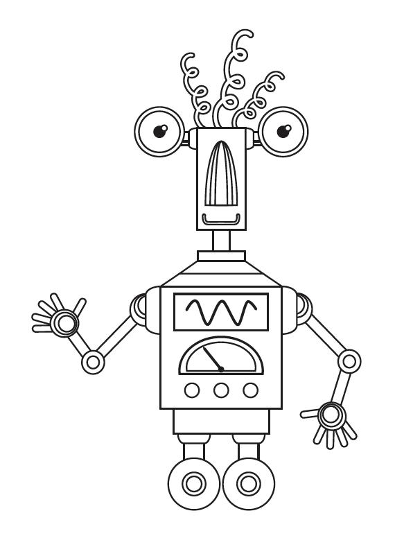 Petits coloriages avec 6 crayons - Robots