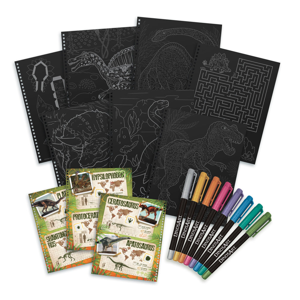 Dinosart – Livre de coloriage à pages noires