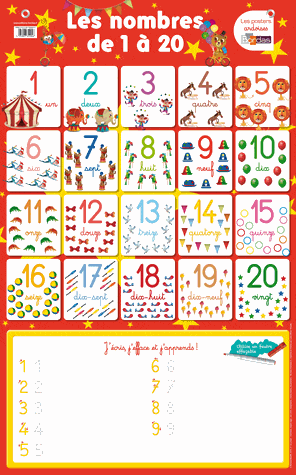 Ardoises - Les nombres de 1 a 20