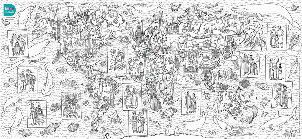 Ardoise à colorier - La carte du monde