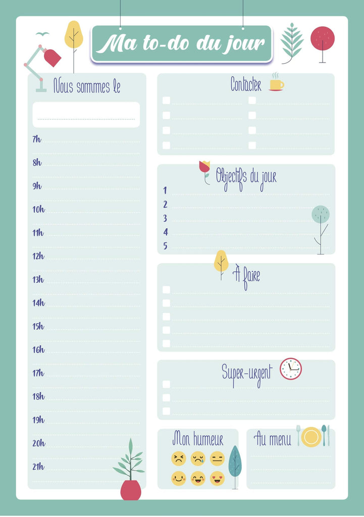 Bloc de to-do lists quotidiennes