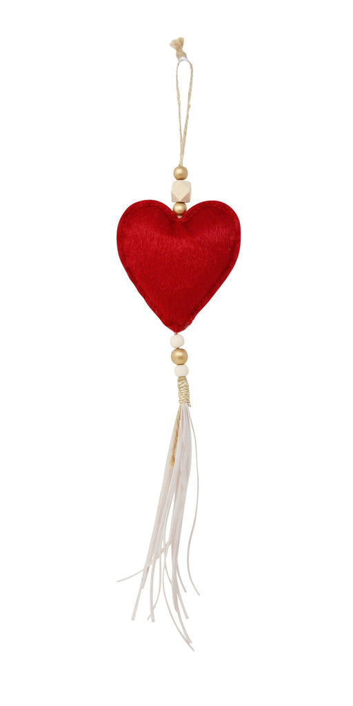 Décoration Sapin - Cœur rouge avec perles