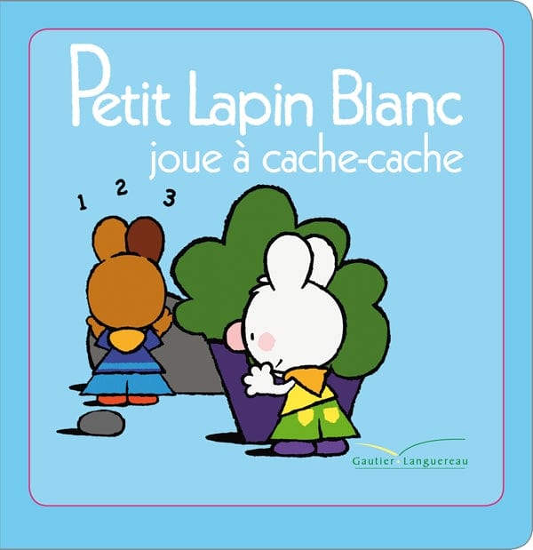Petit lapin blanc joue à cache-cache