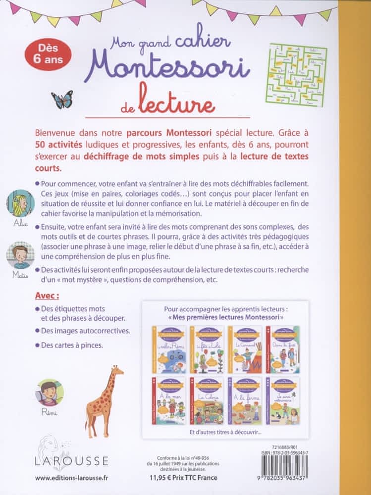 Mon grand cahier Montessori de lecture