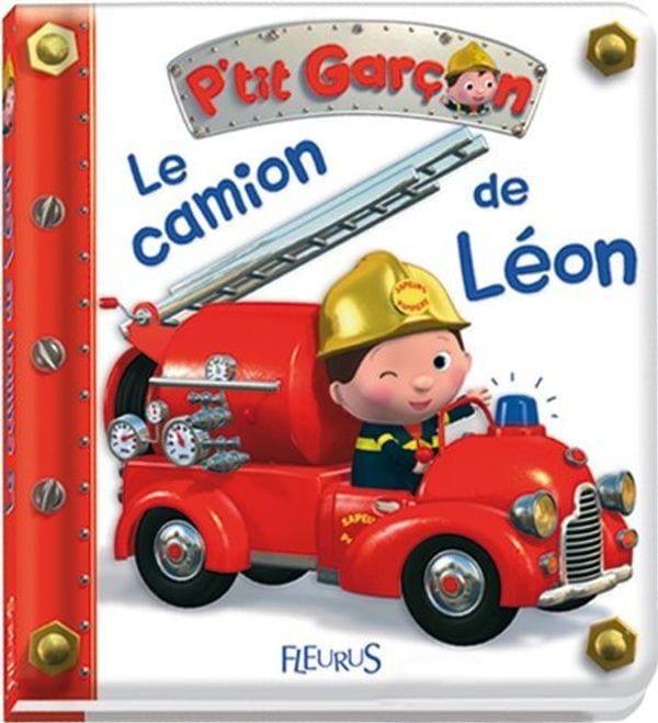 P'tit garçon - Coffret La moto de police de Yannis et livre bain Le camion de Léon