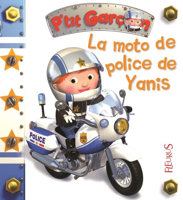 P'tit garçon - Coffret La moto de police de Yannis et livre bain Le camion de Léon
