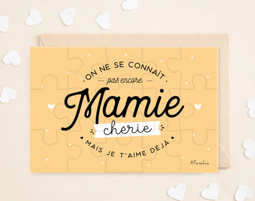 Carte de souhait - puzzle - Mamie chérie...
