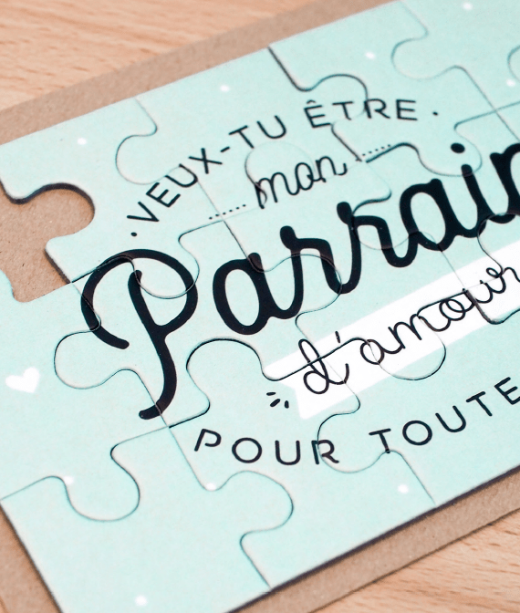 Carte de souhait - puzzle - Veux-tu être mon parrain?