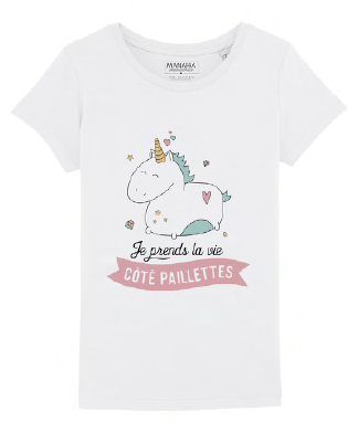 T-shirt - fille - Je prends la vie côté paillettes...