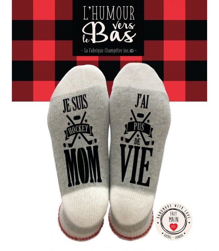Chaussettes - Je suis Hockey Mom, j'ai pu de vie - Taille M