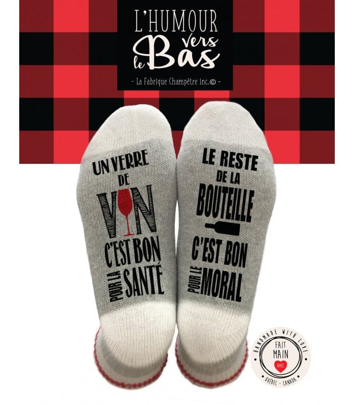 Chaussettes - Un verre de vin, c'est bon pour la santé. Le reste de la bouteille, c'est bon pour le moral - Taille M