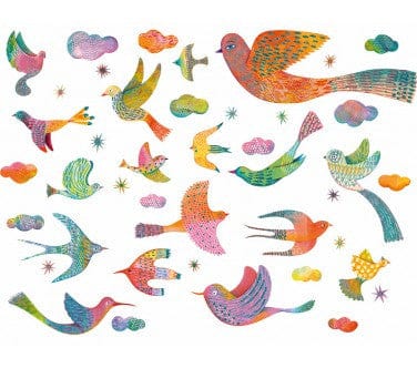 Autocollants muraux repositionnables / Oiseaux à paillettes