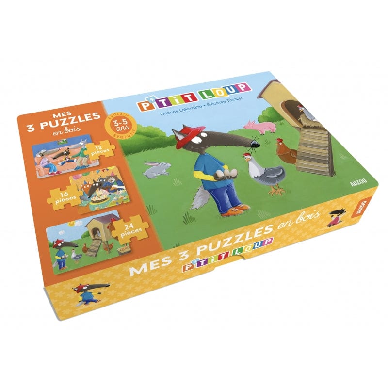 Mes 3 puzzles en bois P'tit loup