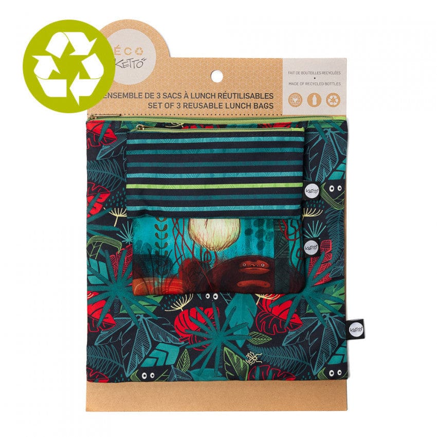 Trio de pochettes réutilisables - Jungle