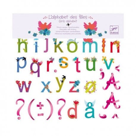 Autocollants muraux repositionnables / l'alphabet des filles