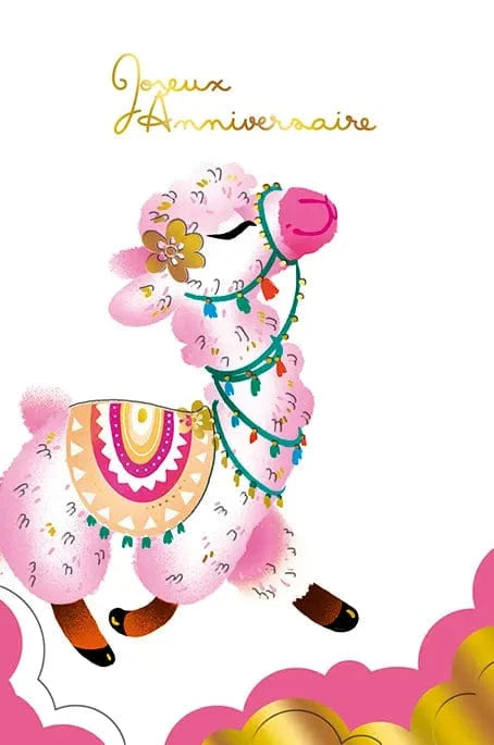 Carte de souhait - Anniversaire - Lama