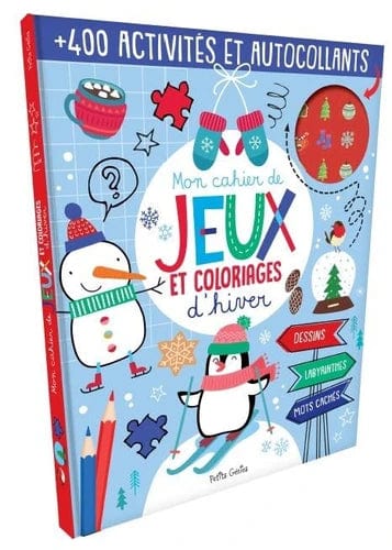 Mon cahier de jeux et coloriages d'hiver - + 400 activités et autocollants