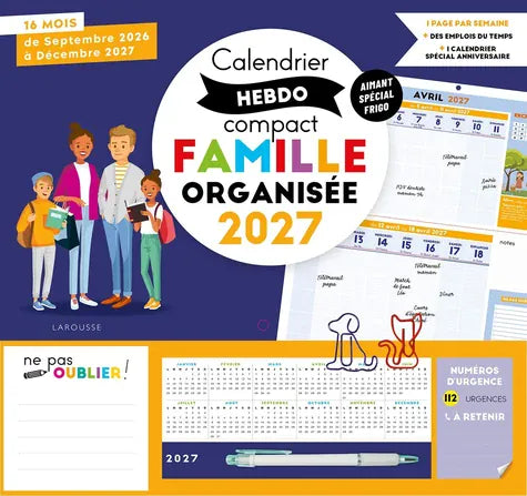 Calendrier Hebdo compact famille organisée 2027