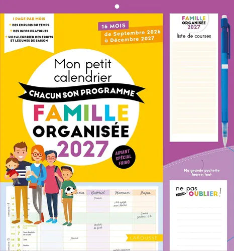 Mon petit calendrier chacun son programme famille organisée 2027