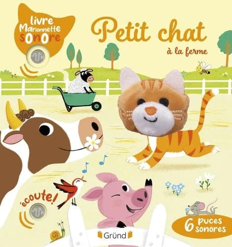 Livre marionnette sonore - Petit chat à la ferme