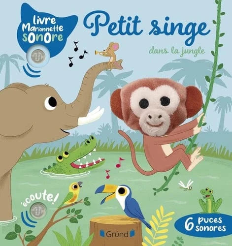 Livre marionnette sonore - Petit singe dans la jungle