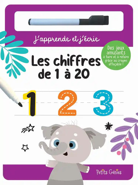 Les chiffres de 1 à 20 - Avec 1 crayon effaçable