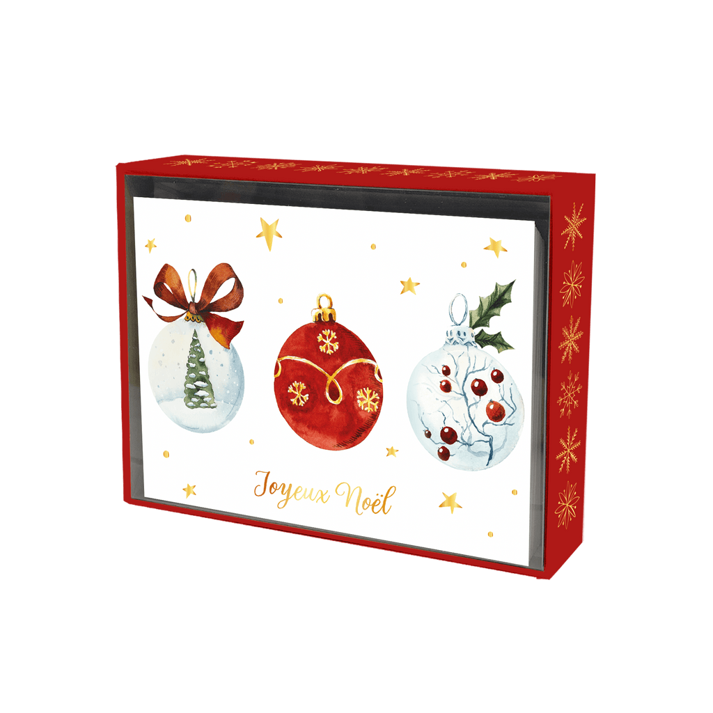 Coffret - Carte de souhait - Noël - 3 boules de Noël