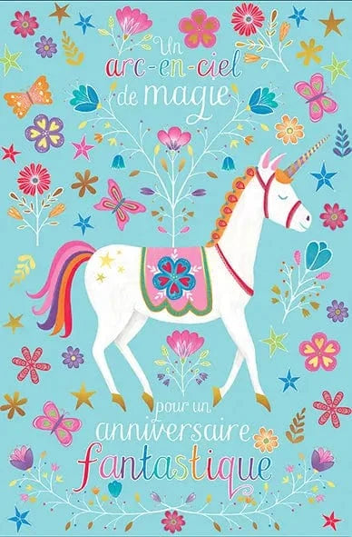 Carte de souhait - Anniversaire - Licorne
