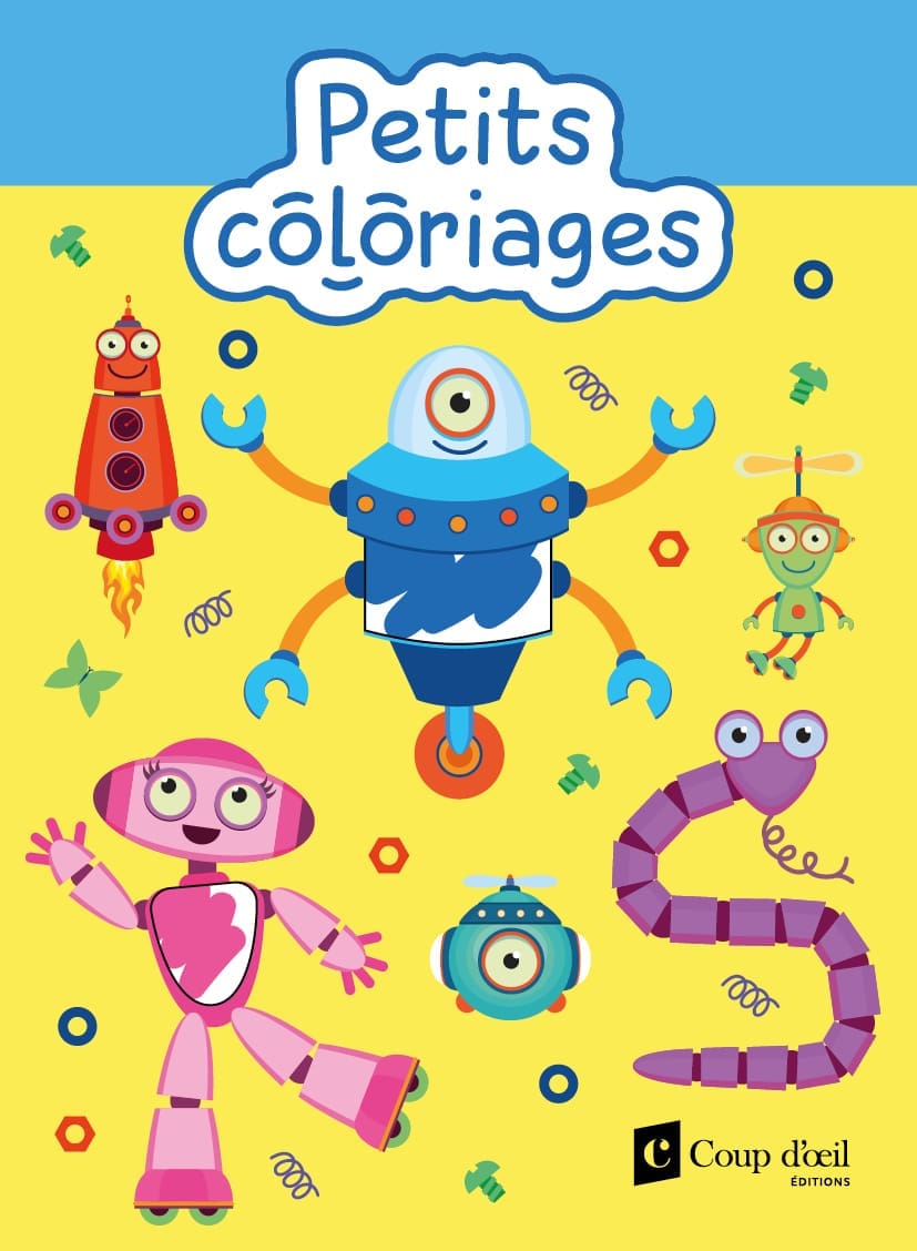 Petits coloriages avec 6 crayons - Robots