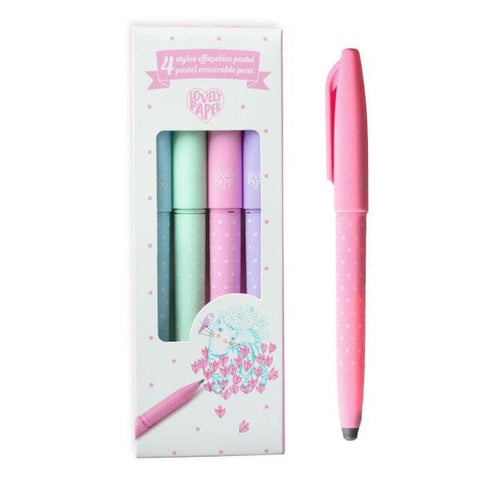 4 stylos effaçables pastel