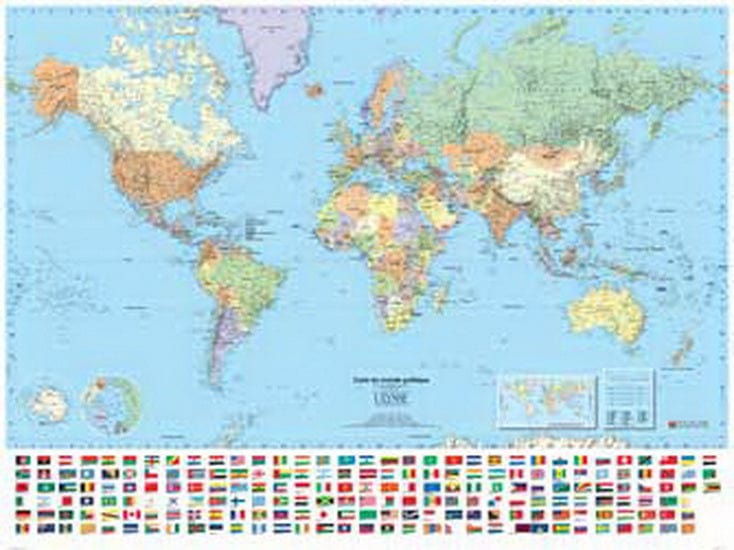 Carte du Monde grand format pour enfants - Carte murale plastifiée