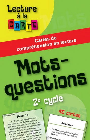 Mots-questions, 2e cycle : cartes de compréhension en lecture
