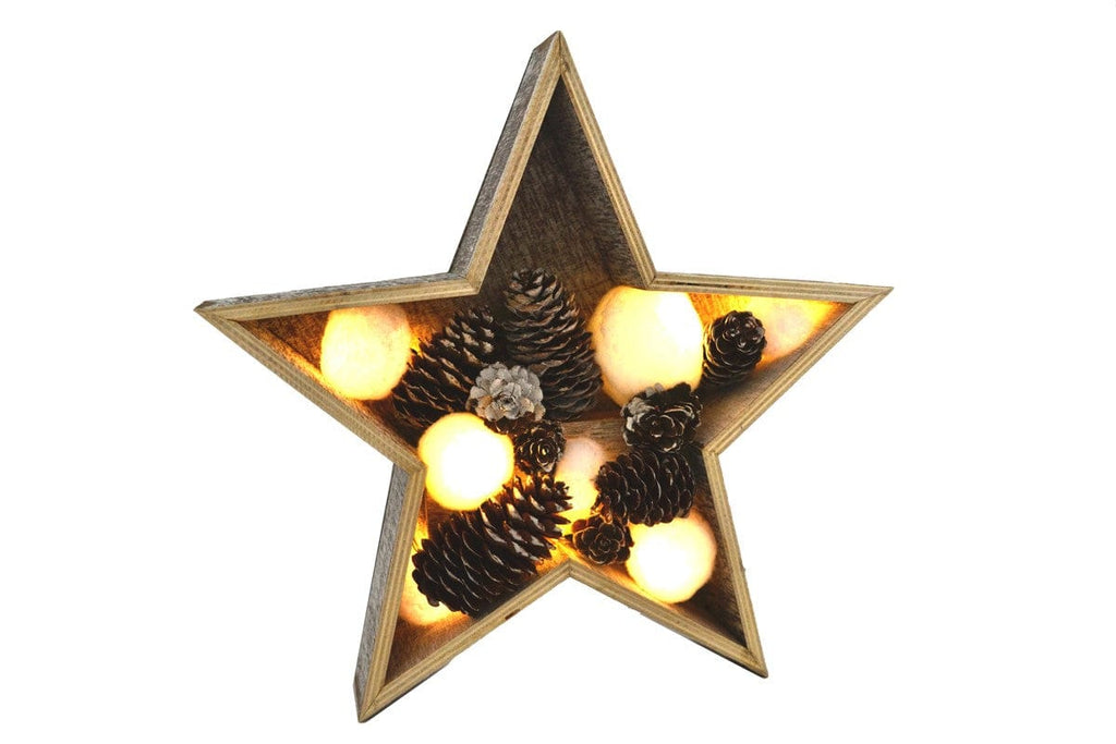 Étoile lumineuse en bois et LED