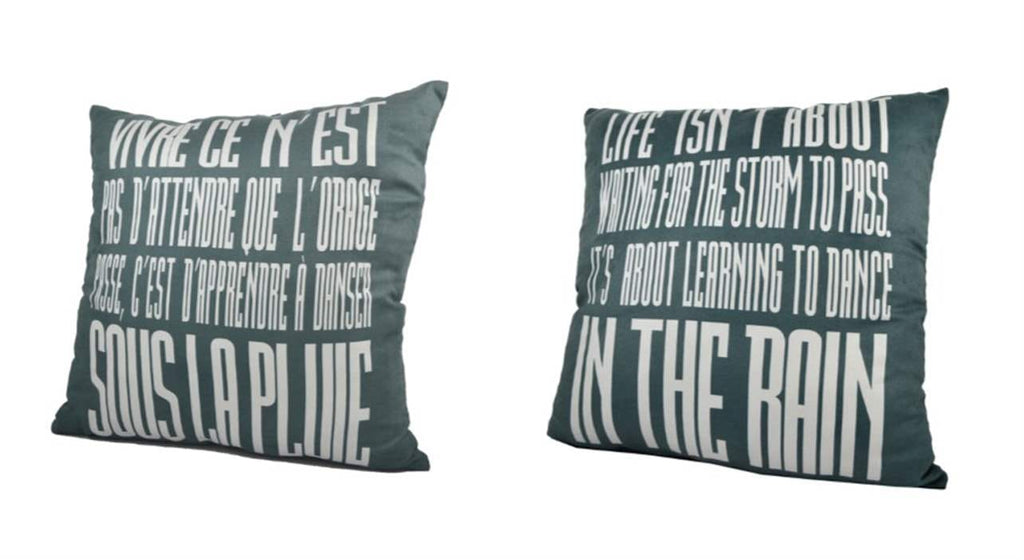 Coussin bilingue - Danser sous la pluie