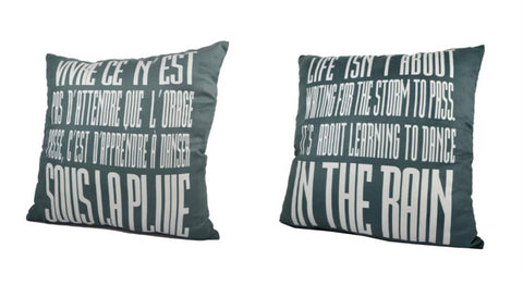 Coussin bilingue - Danser sous la pluie