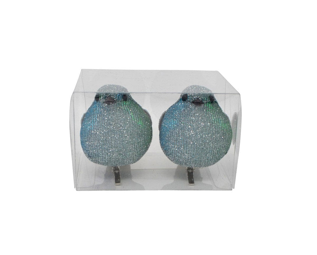 Décoration - Oiseaux bleu vert pailletés