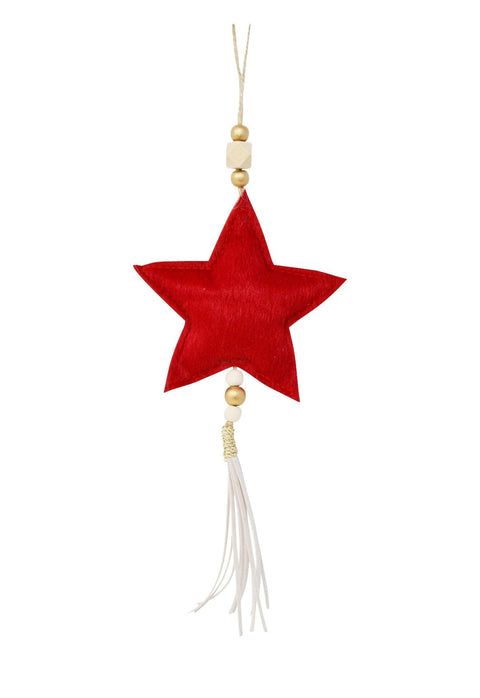 Décoration Sapin - Étoile rouge avec perles