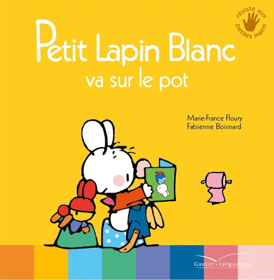Petit lapin blanc va sur le pot
