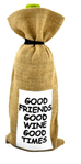 Sac cadeau pour bouteille de vin - Bons amis bon vin bon temps (bilingue)