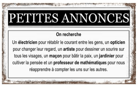 Affiche réversible bilingue - Petite annonce