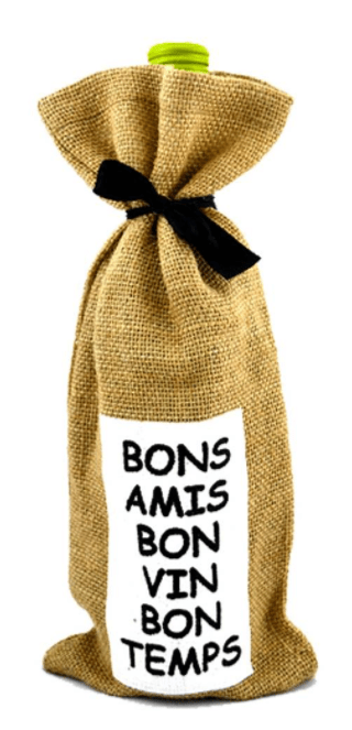 Sac cadeau pour bouteille de vin - Bons amis bon vin bon temps (bilingue)