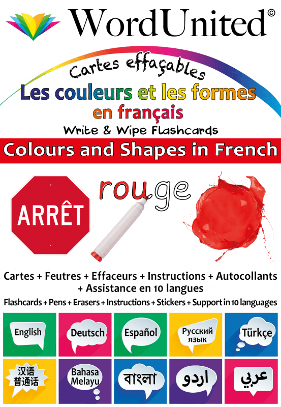 Cartes effaçables - Les couleurs et les formes en français