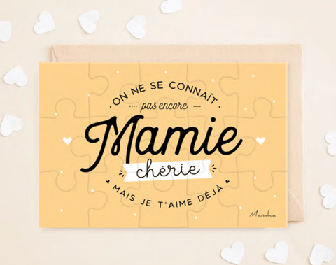 Carte de souhait - puzzle  - Mamie chérie...