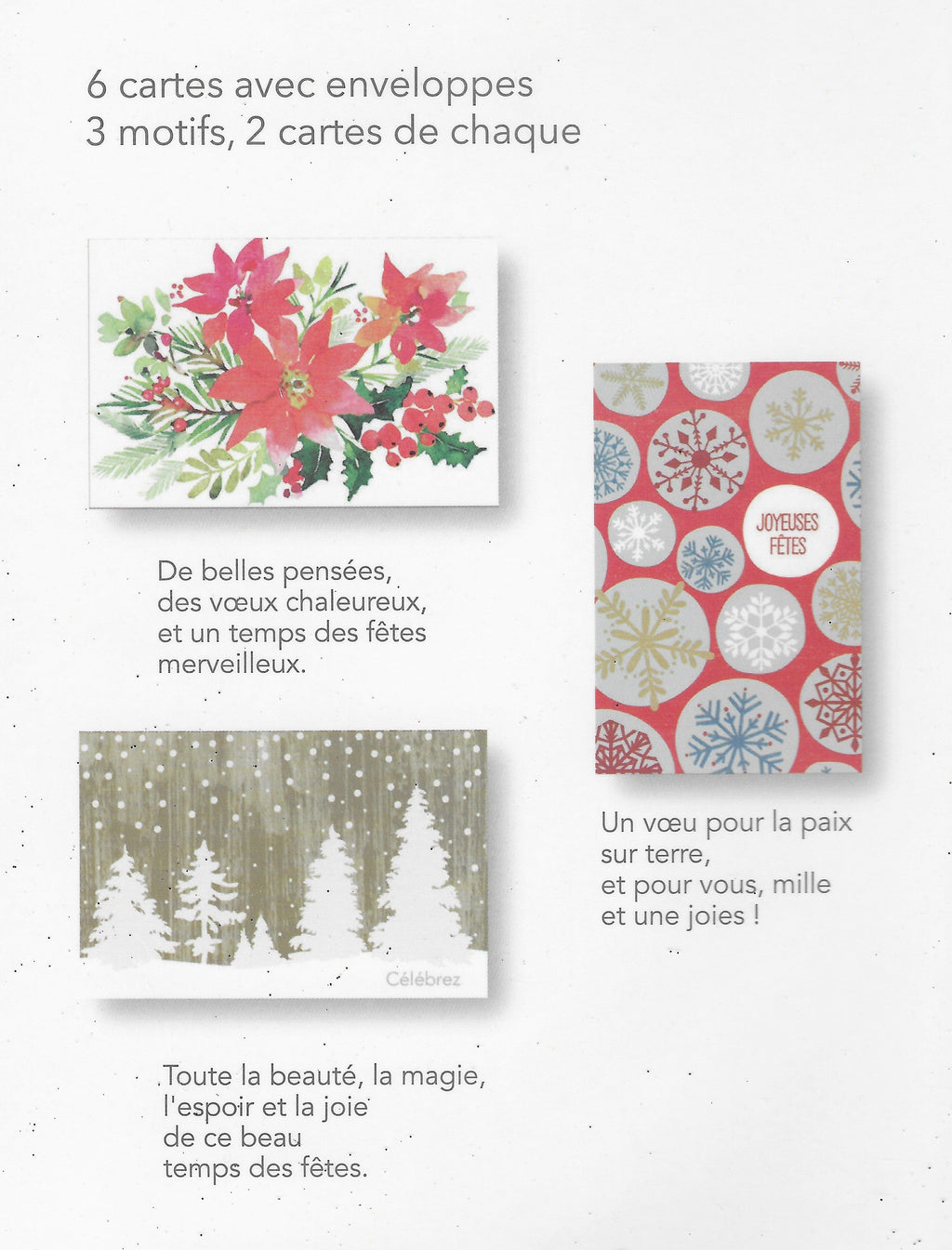 Ensemble de 6 cartes de souhait - Noël