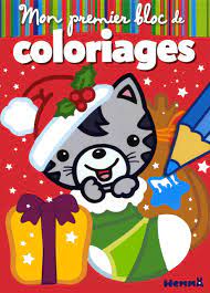 Mon premier bloc de coloriages : Chat Noel