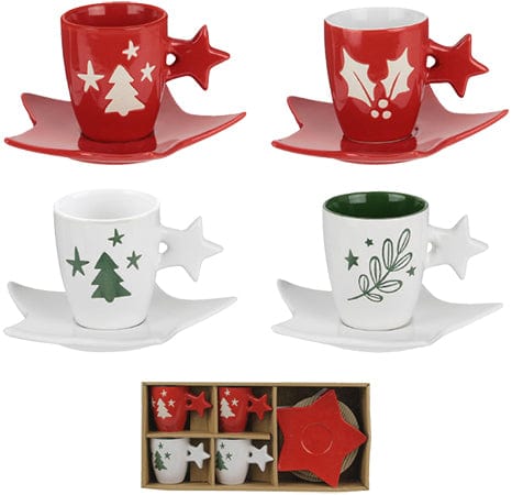 Coffret tasses et coupelles - Sapin et étoile