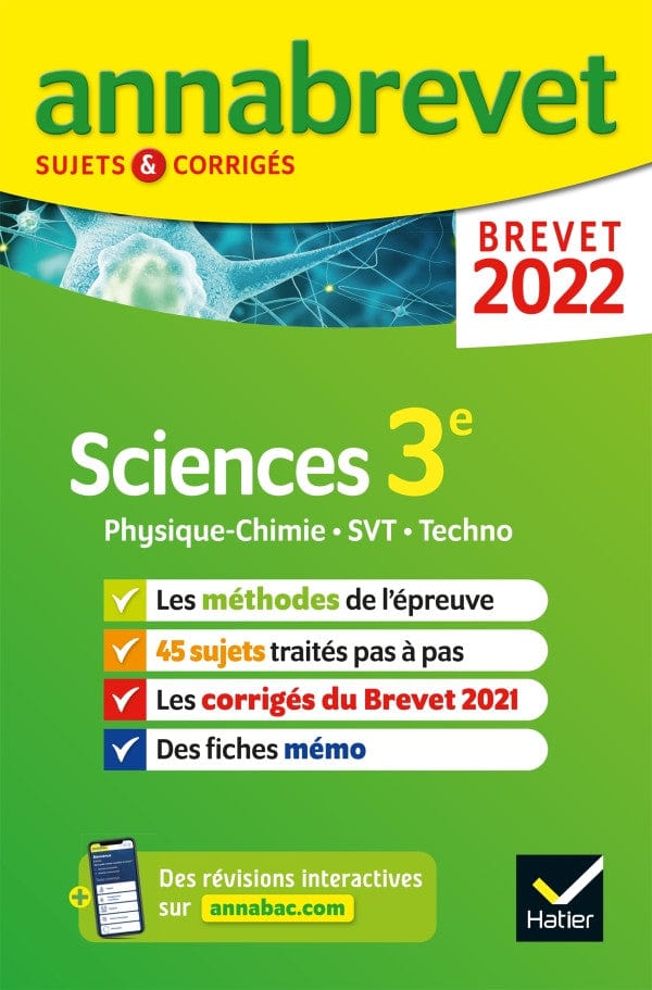 Annabrevet 2022 - Sciences, Physique-chimie, SVT, Technologie, 3e